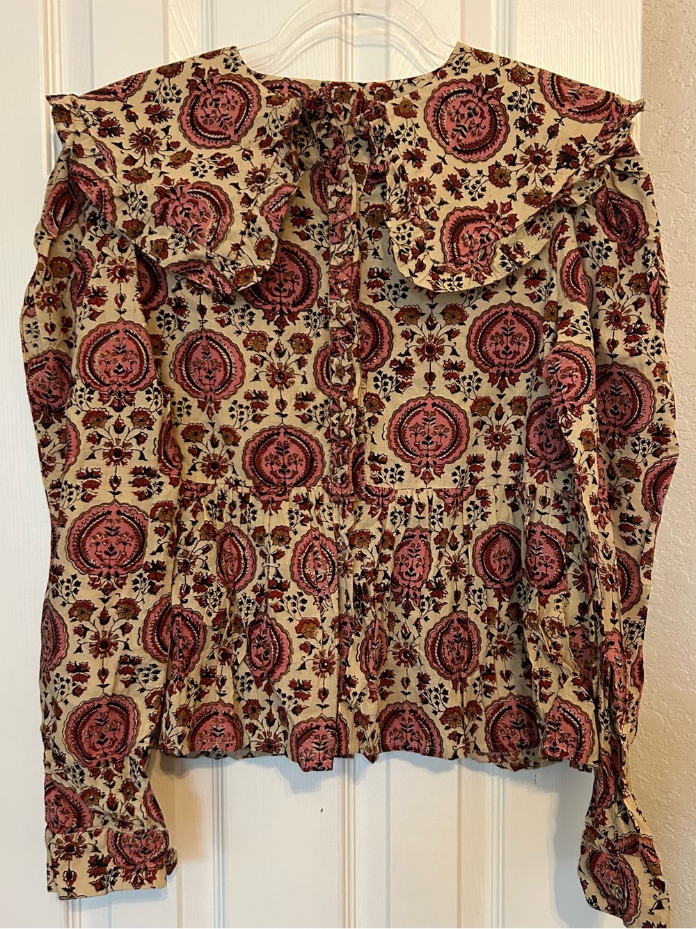 Ruffled Medallion Print Blouse